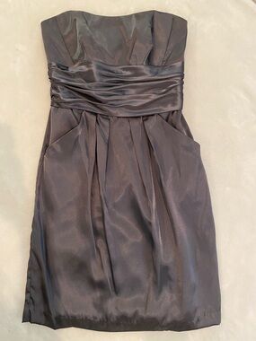 David's Bridal Strapless Satin Dress in Charcoal Gray